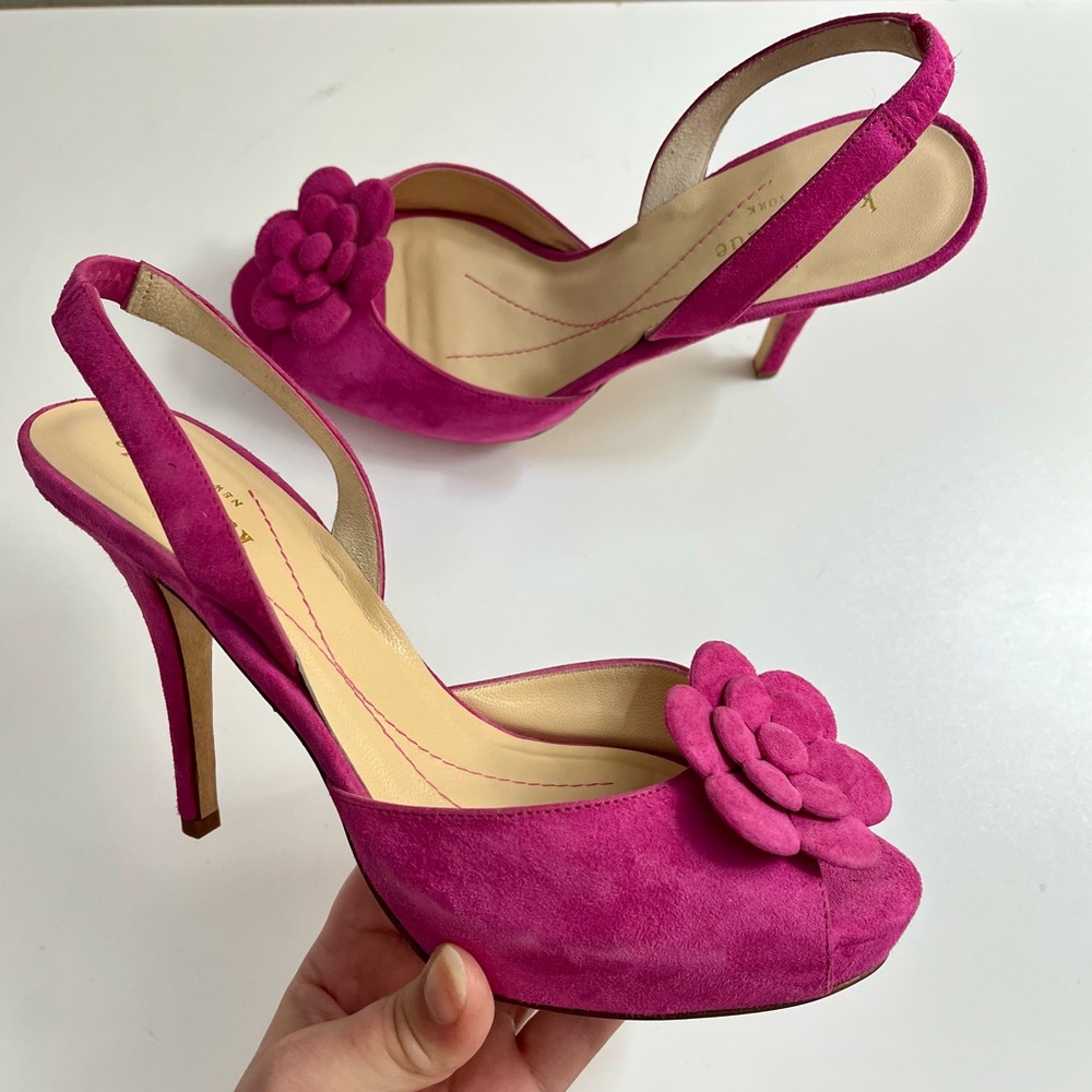 Kate Spade Grand Pink Flower Slingback Heels Size 7
